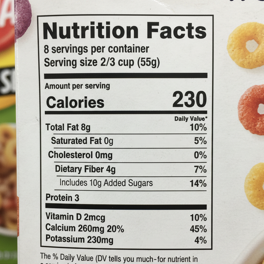 A person closely examining the nutrition label on a food product.